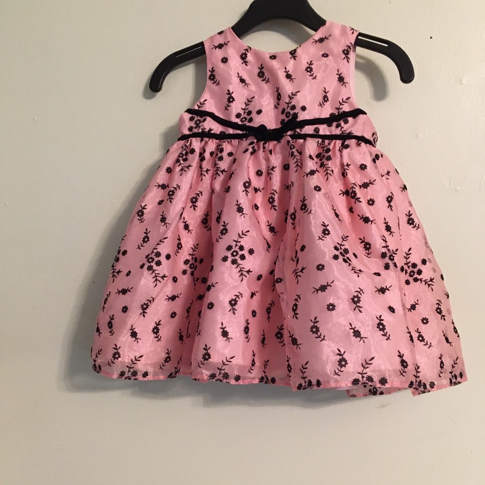 Pink and black dress.